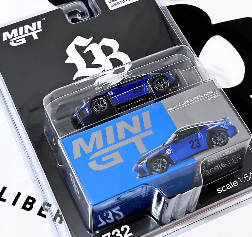 1/64スケール MINI GT「Nissan Z☆LB NATION WORKS」(Seiran Blue/LBWK