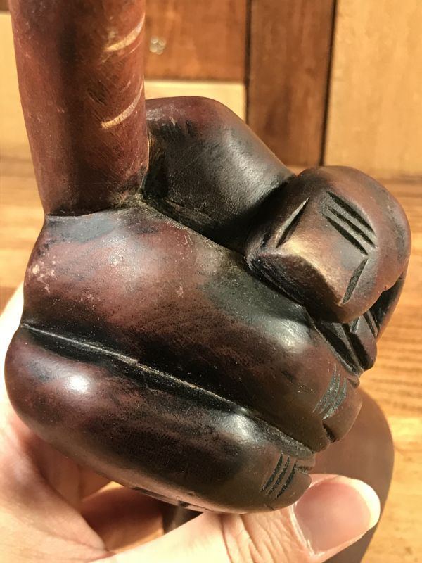 Middle Finger Fuck Sign Wooden Figurine ファックサイン ビンテージ