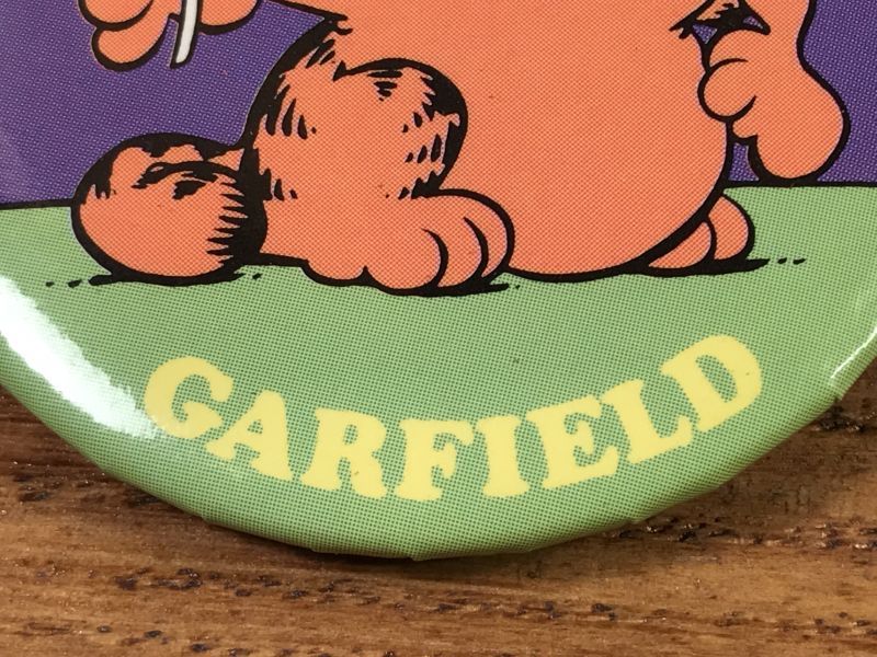 Garfield “Flower” Tin Badge ガーフィールド ビンテージ 缶バッジ 80
