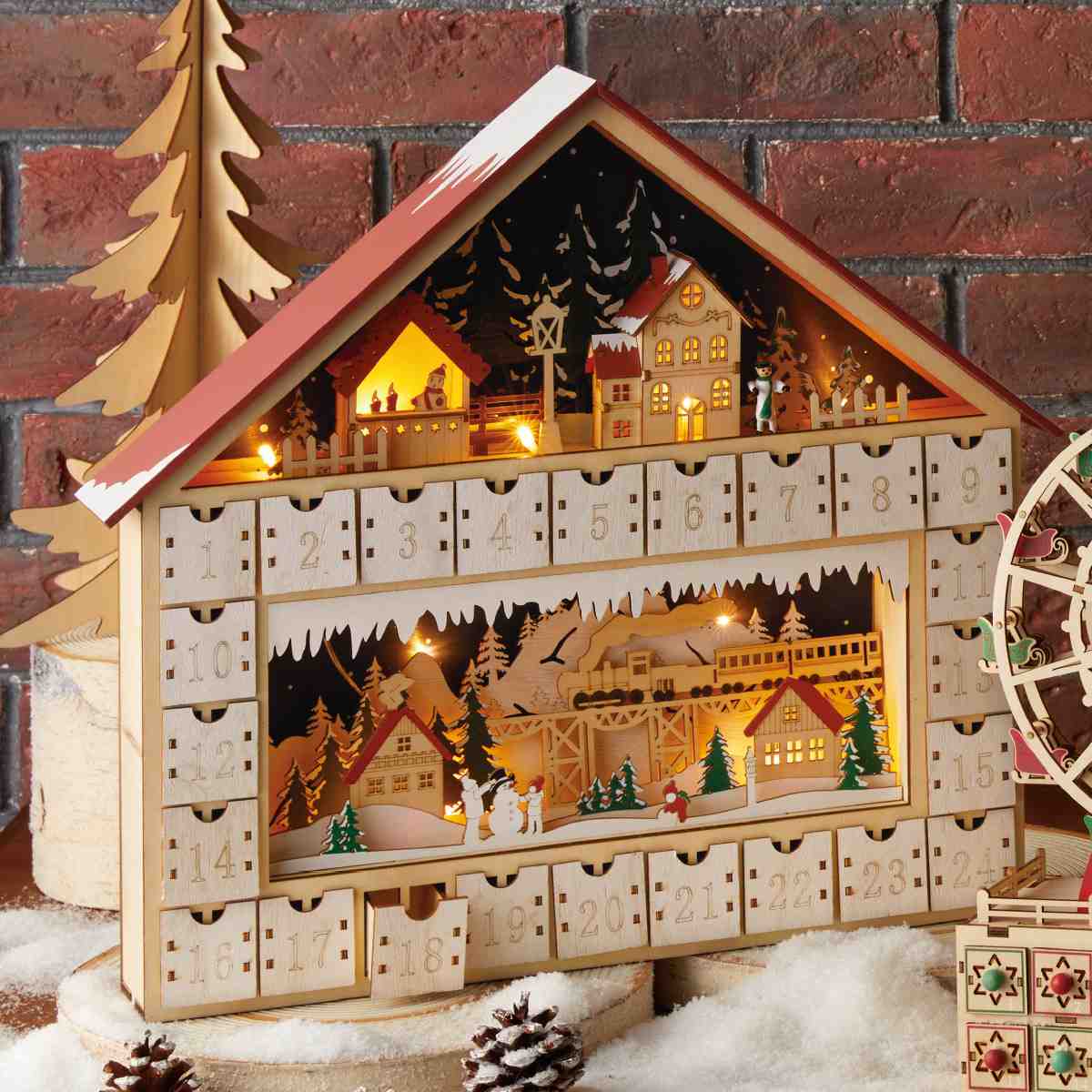LED木製アドベントカレンダー ハウス