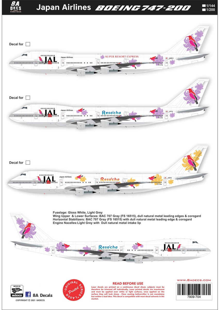 JAPAN AIRLINES BOEING 747-200 (Super Resort Express) 8aDecs -7909