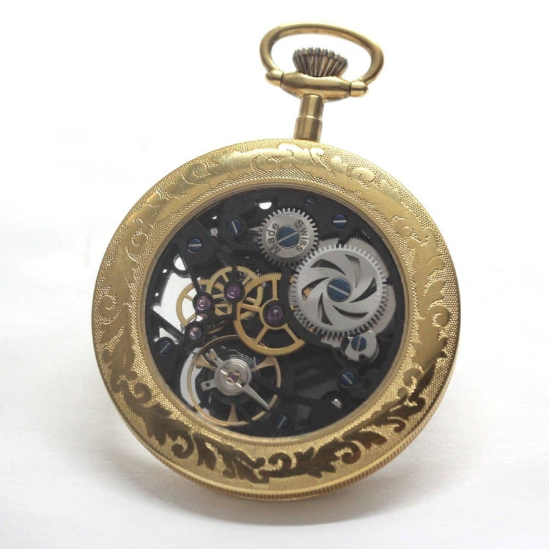 正美堂オリジナル懐中時計/スイス製スケルトンムーブメント/db6pw-101