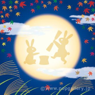 ウォールタペストリー お月見: タイトルポップ｜販促物・販促通販の