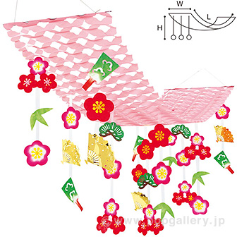 バリューお正月モチーフプリーツハンガー: 季節装飾・造花｜販促物