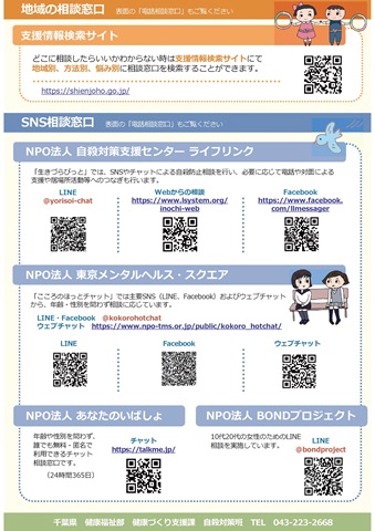 こころの健康、悩みなどの相談窓口／千葉県