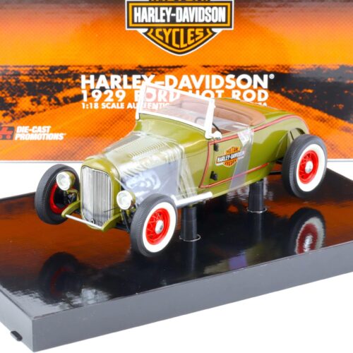 1:18 Highway61 Ford Model A Hot Rod 1929 Harley Davidson green