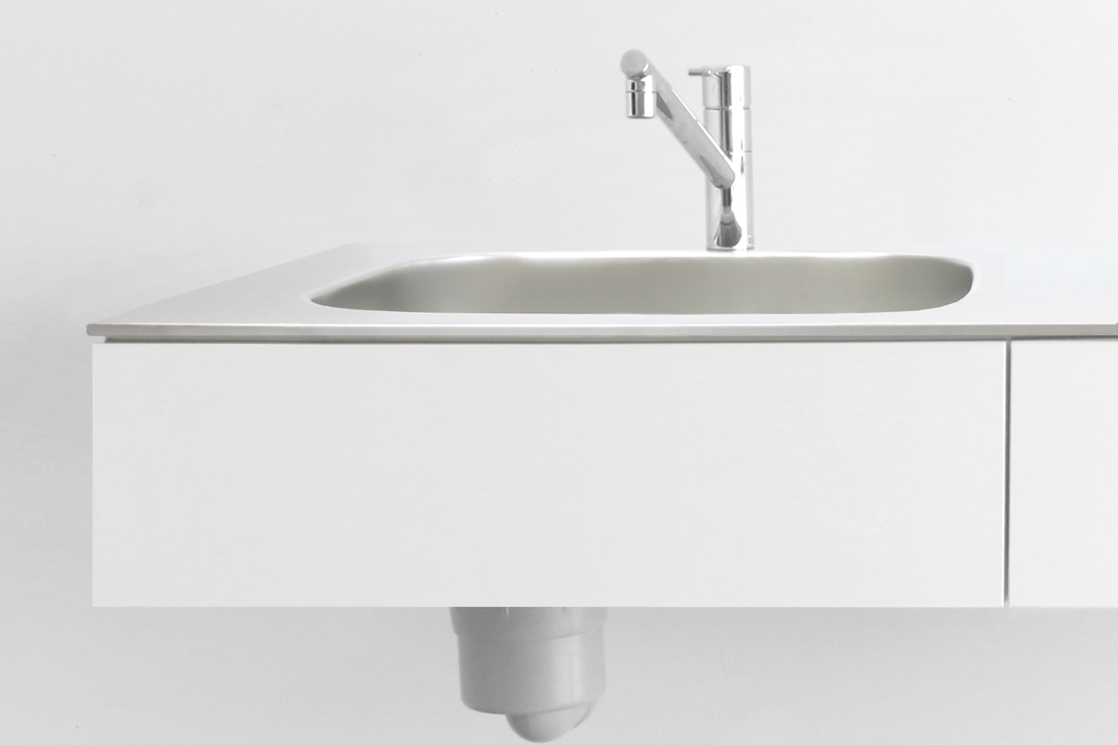 ホワイトミニマルキッチン W2100×D600 | KB-KC013-09-G183 | キッチン