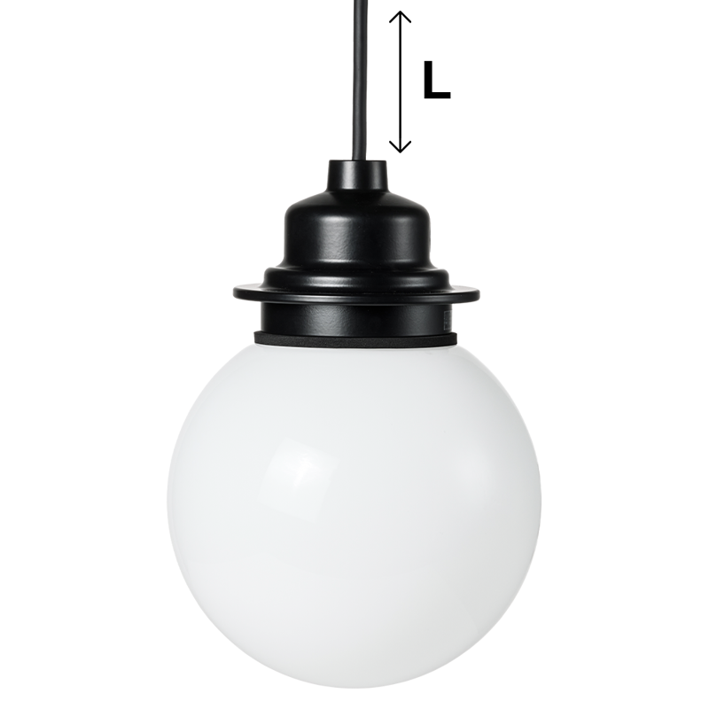 ガラスボール照明 乳白×ブラック コード長オーダー | LT-PD002-06-G297