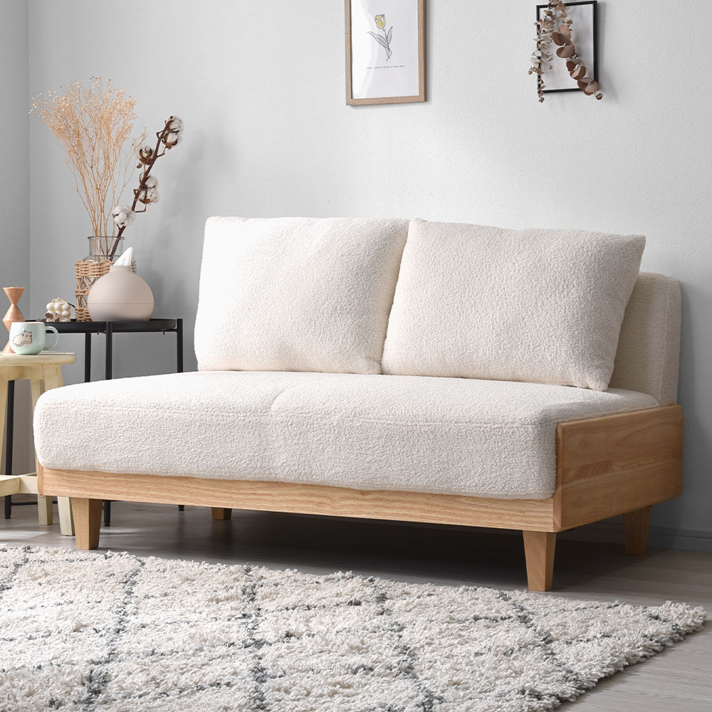 ブークレ生地 ソファ 2．5人掛け スモア｜ユニットシェルフ 家具