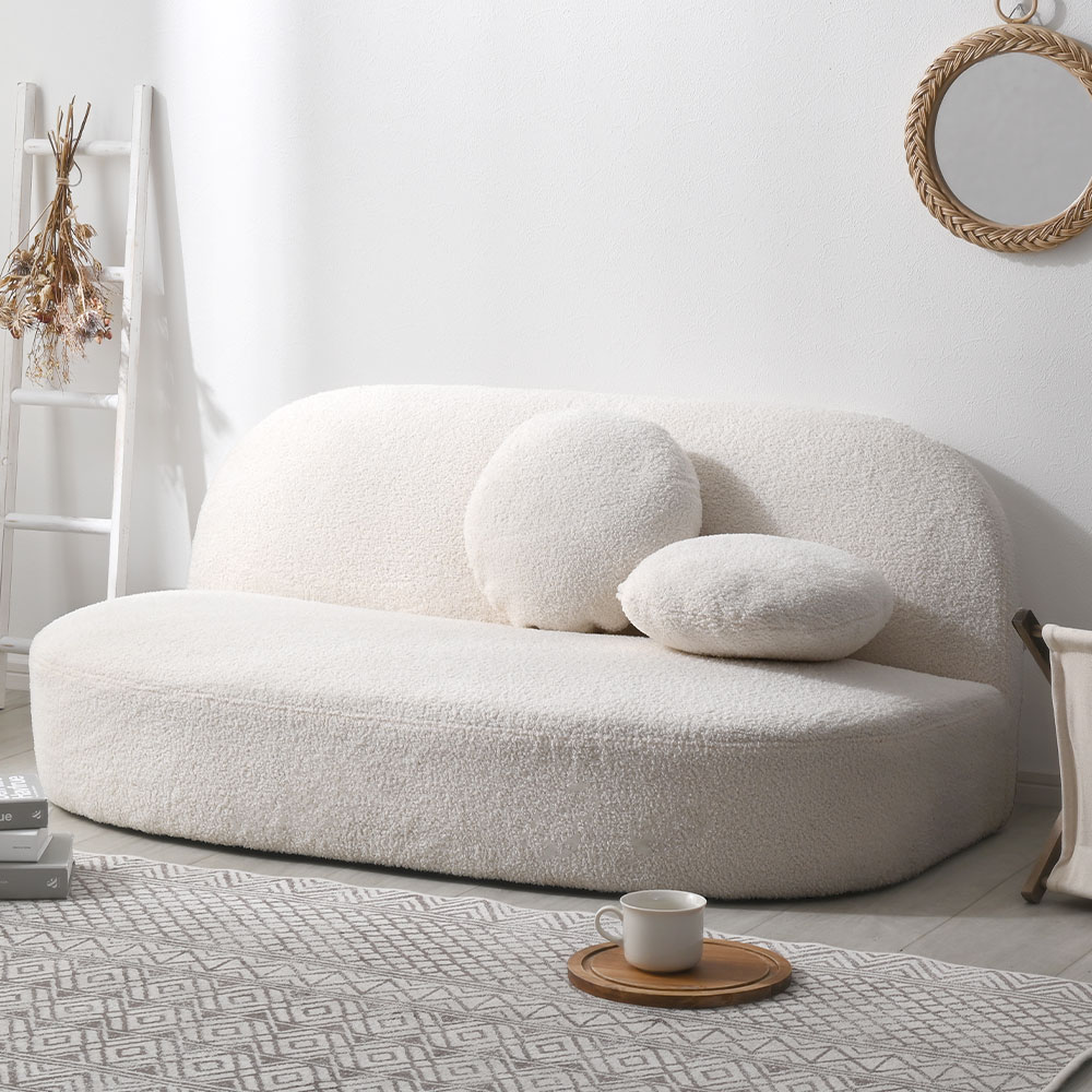 ブークレ生地 ラウンドソファ｜ユニットシェルフ 家具・インテリアの