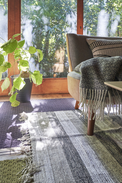 ラグ ブラウン×ベージュ ストライプ