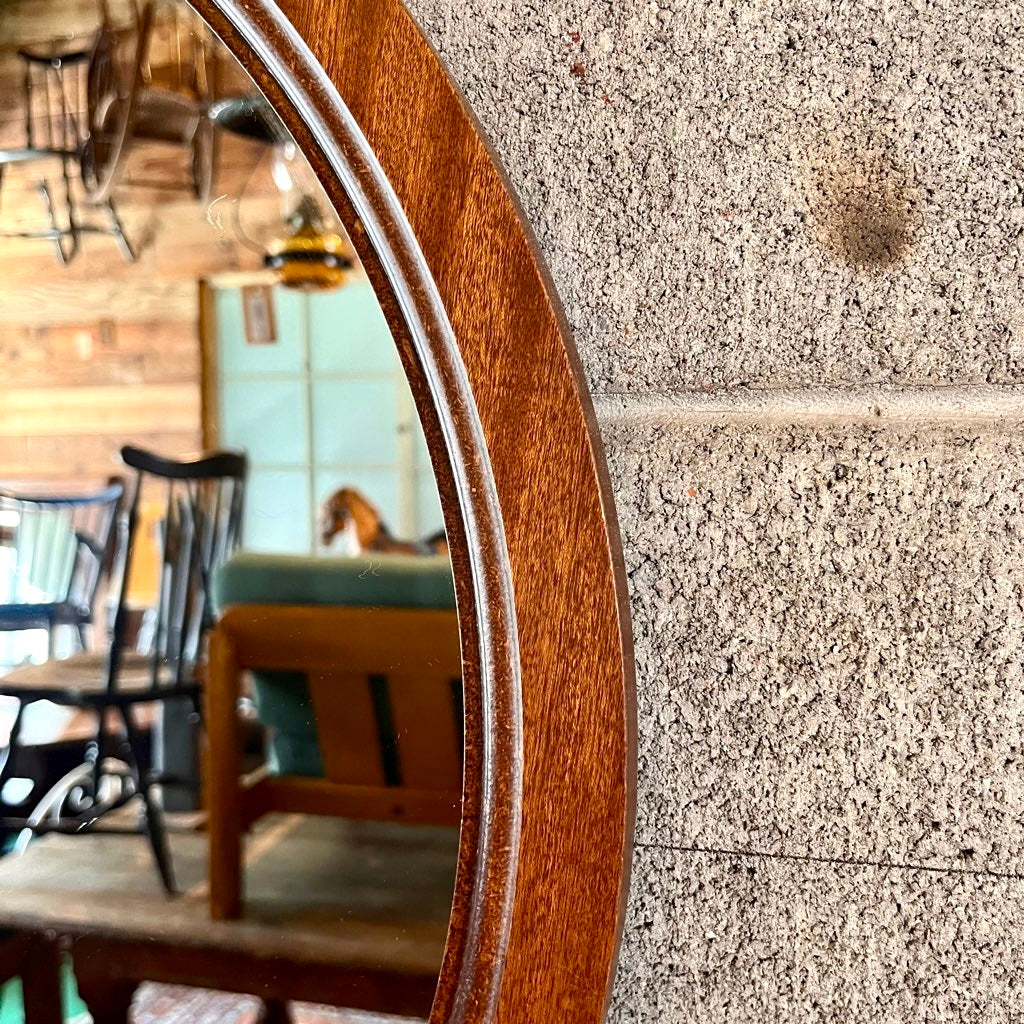 アンティーク ウォールミラー 鏡 円 中古 シンプル 和 古民家 円 木