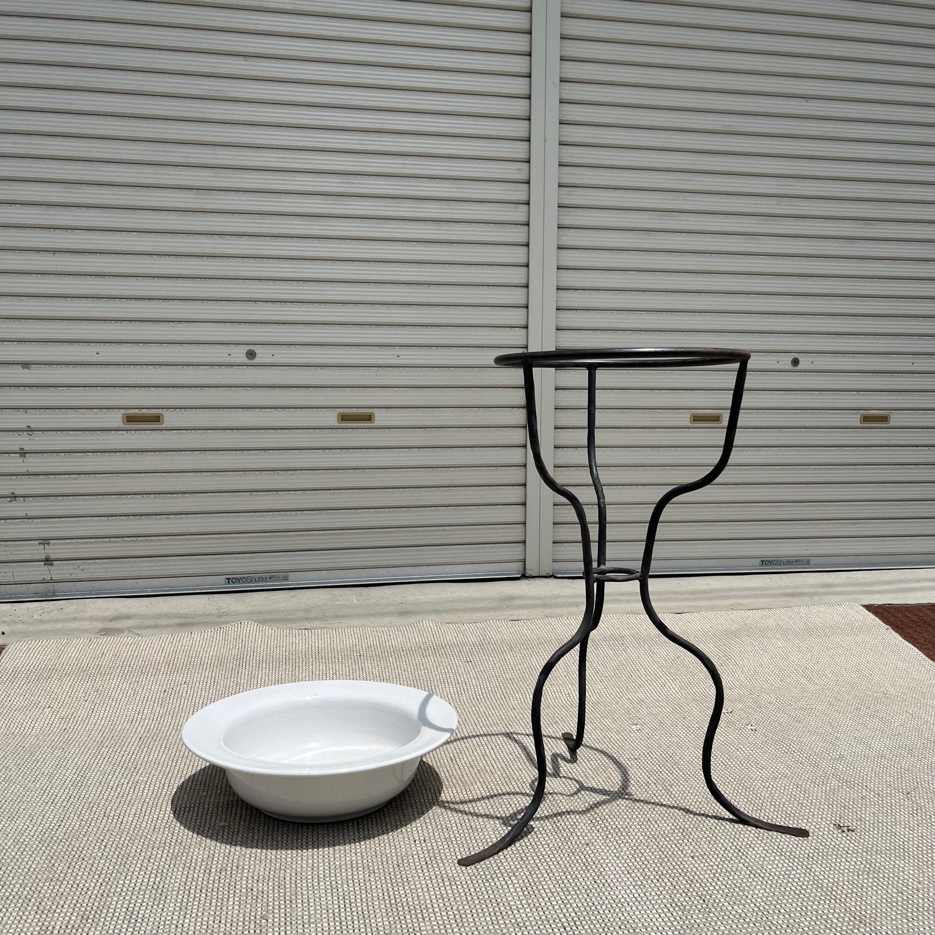 アイアンと陶器の洗面台ボウル ウォッシュスタンド アンティーク