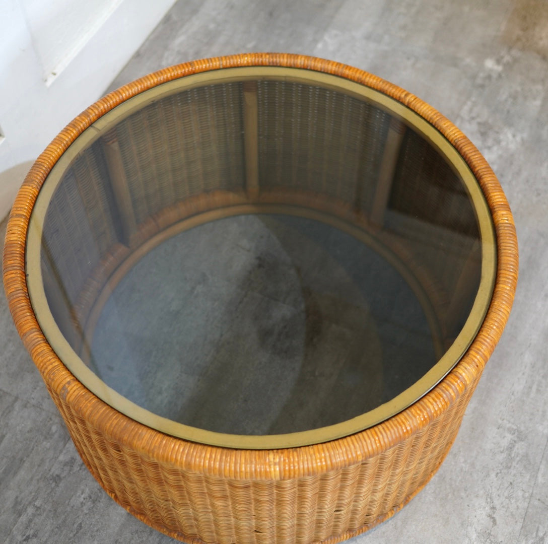 山川ラタン 剣持勇 センターテーブル ヴィンテージ 中古 籐 名作