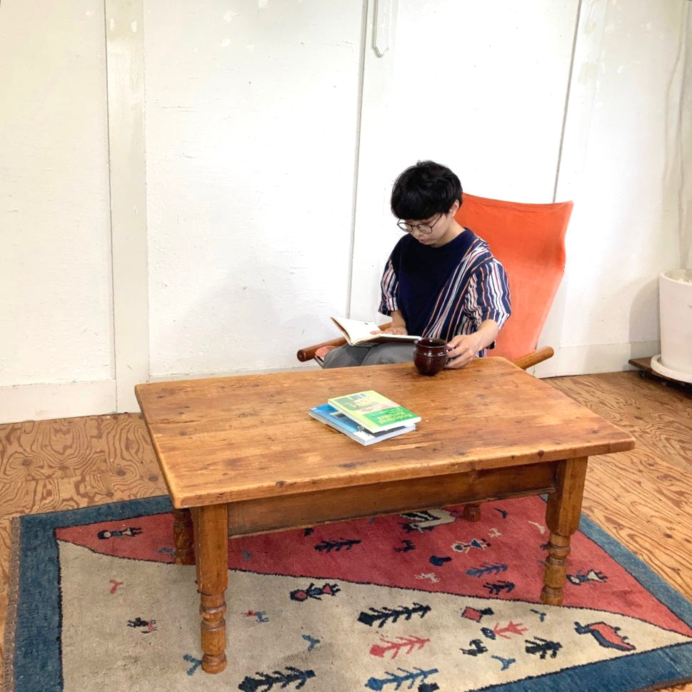 英国 アンティーク オールドパイン無垢材 ローテーブル リビング