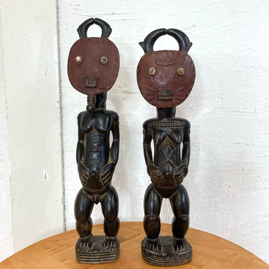 アフリカ プリミティブアート バウレ族 プレプレ仮面を被った男女の