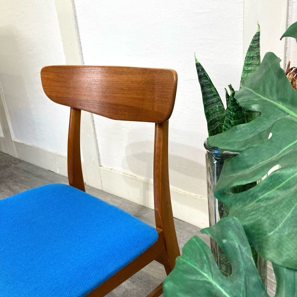チーク材 ビーチ材 サイドチェア ダイニングチェア ブルー 北欧