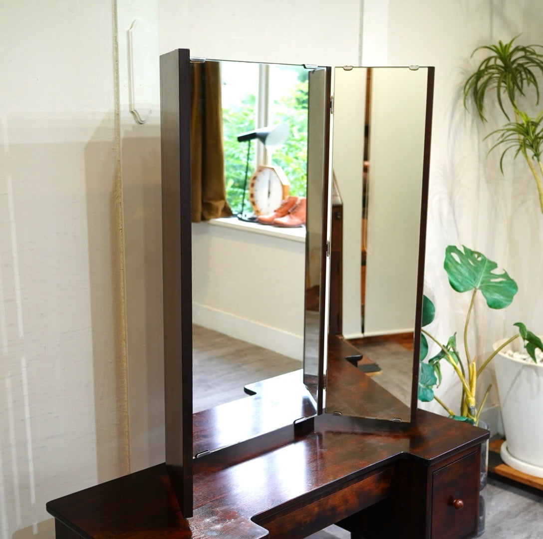 松本民芸家具 角型三面鏡 ミラー 中古 本棚 古民家 和風 松民 高級家具