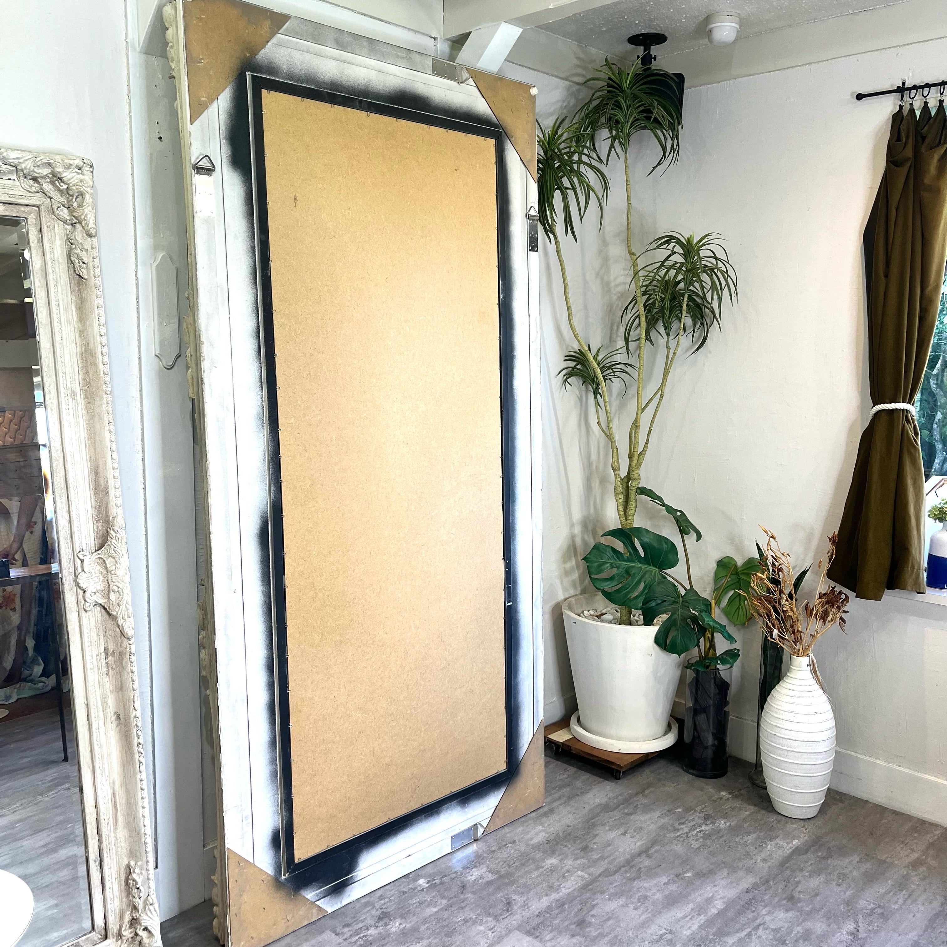 アンティーク調 全身鏡 ミラー 姿見 ホワイト シャビー 【大】 中古