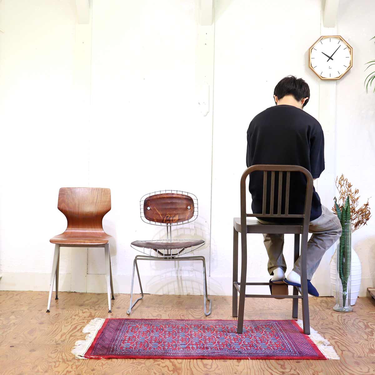 スチールチェア カウンターチェア インダストリアル 中古 ヴィンテージ風