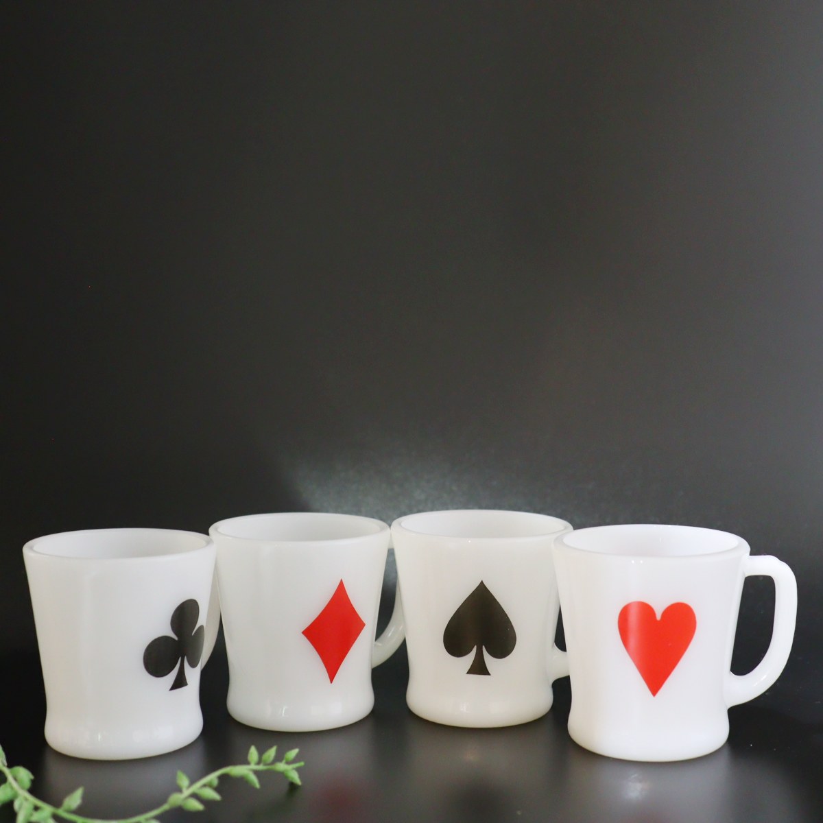 ファイヤーキング / Fire-King Dハンドルマグ 4点set トランプシリーズ