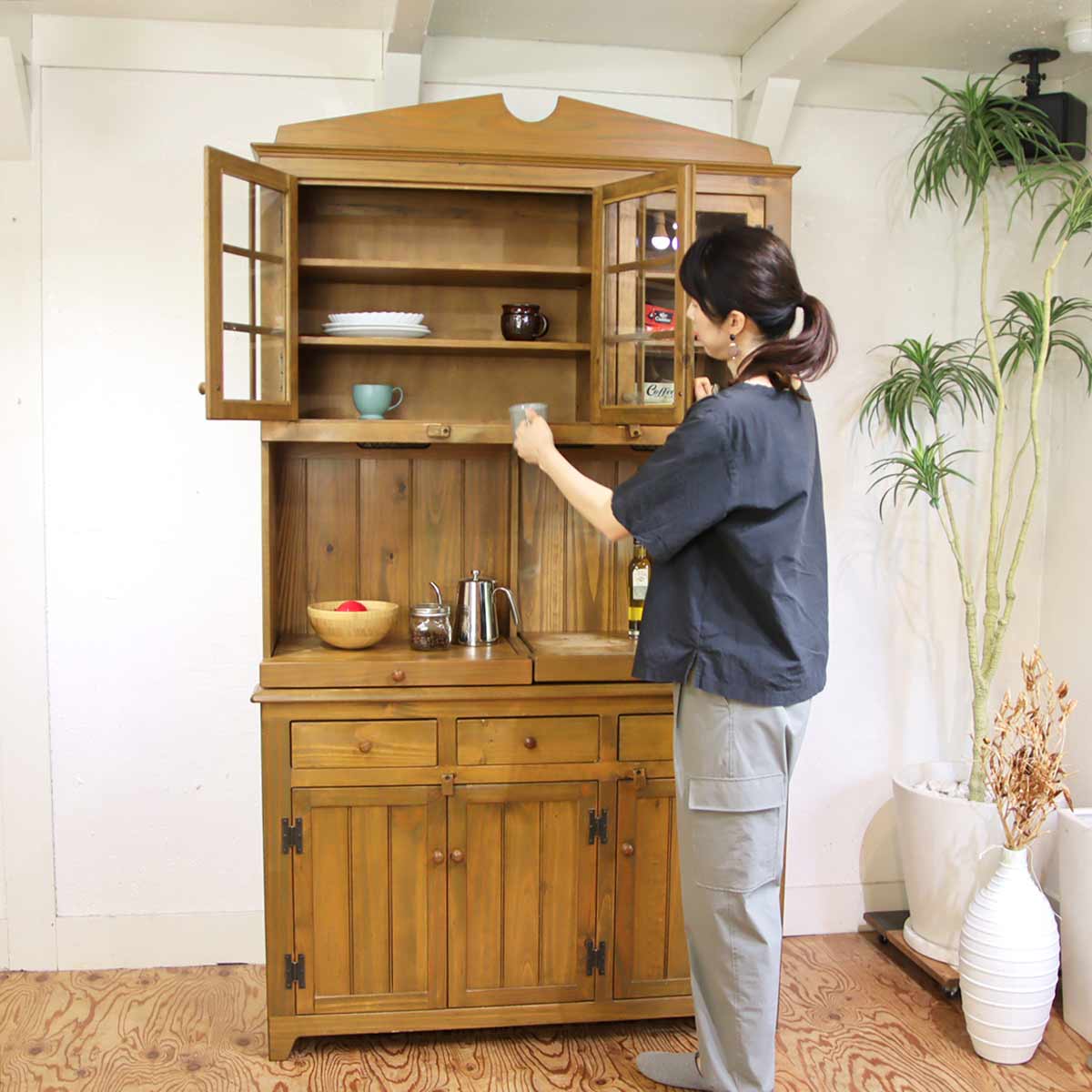 アンファン / Enfant カップボード 食器棚 パイン材 カントリー