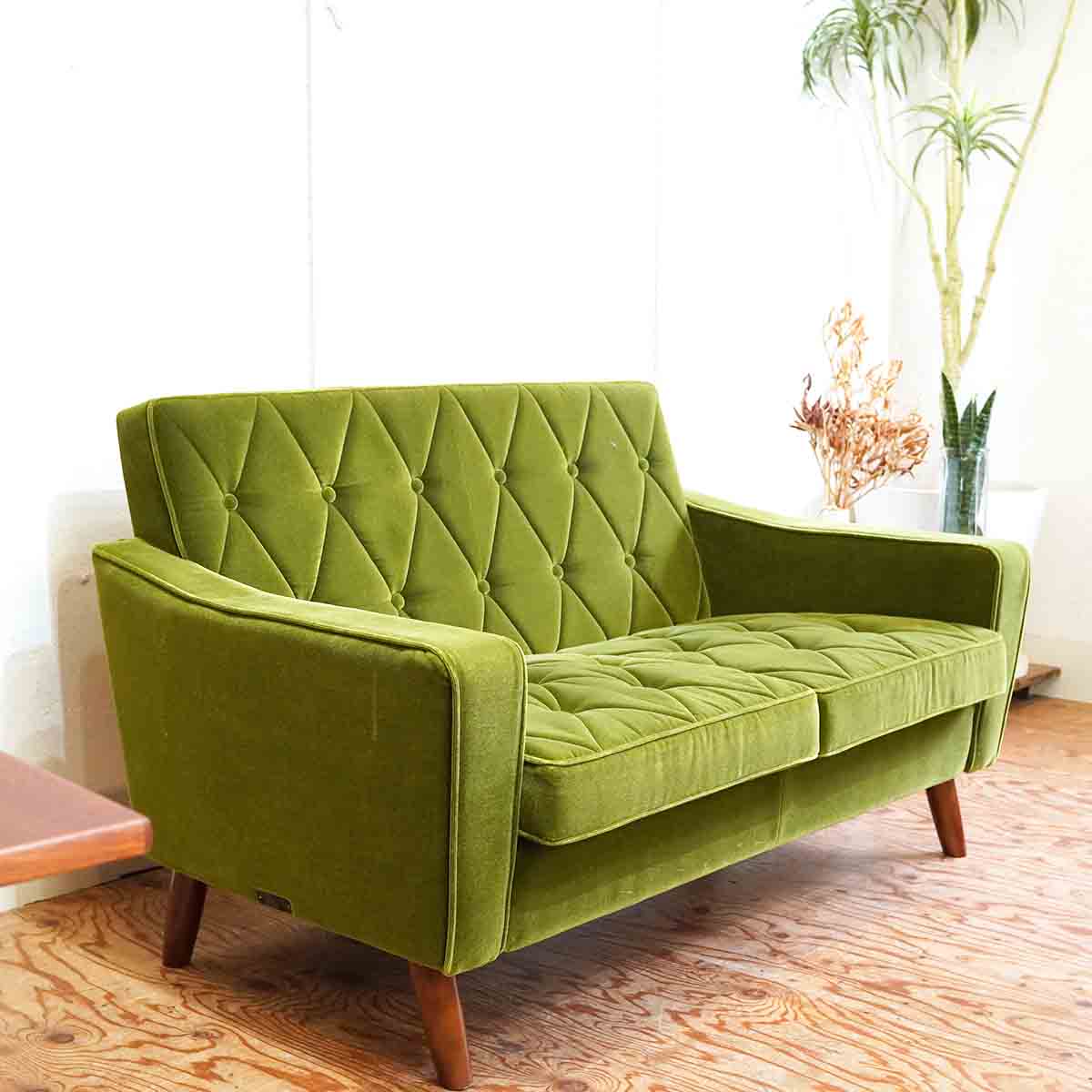 カリモク60 ロビーチェア 2シーター モケットグリーン 2P ソファ 緑