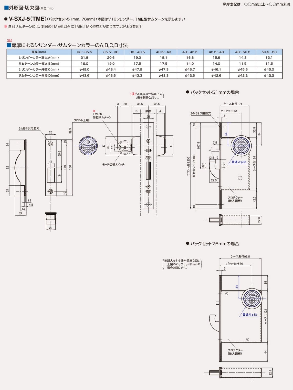 ゴールSXJ-5 引違戸用鎌錠