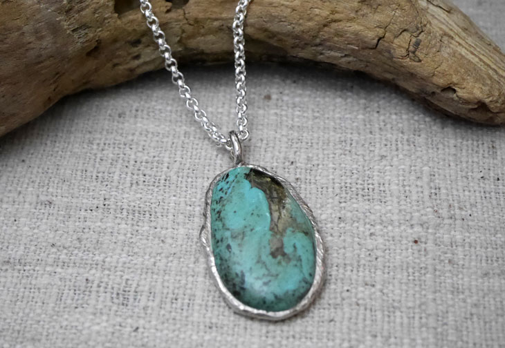 RYOKU ターコイズ×シルバー 天然石ペンダントトップ 1点モノ