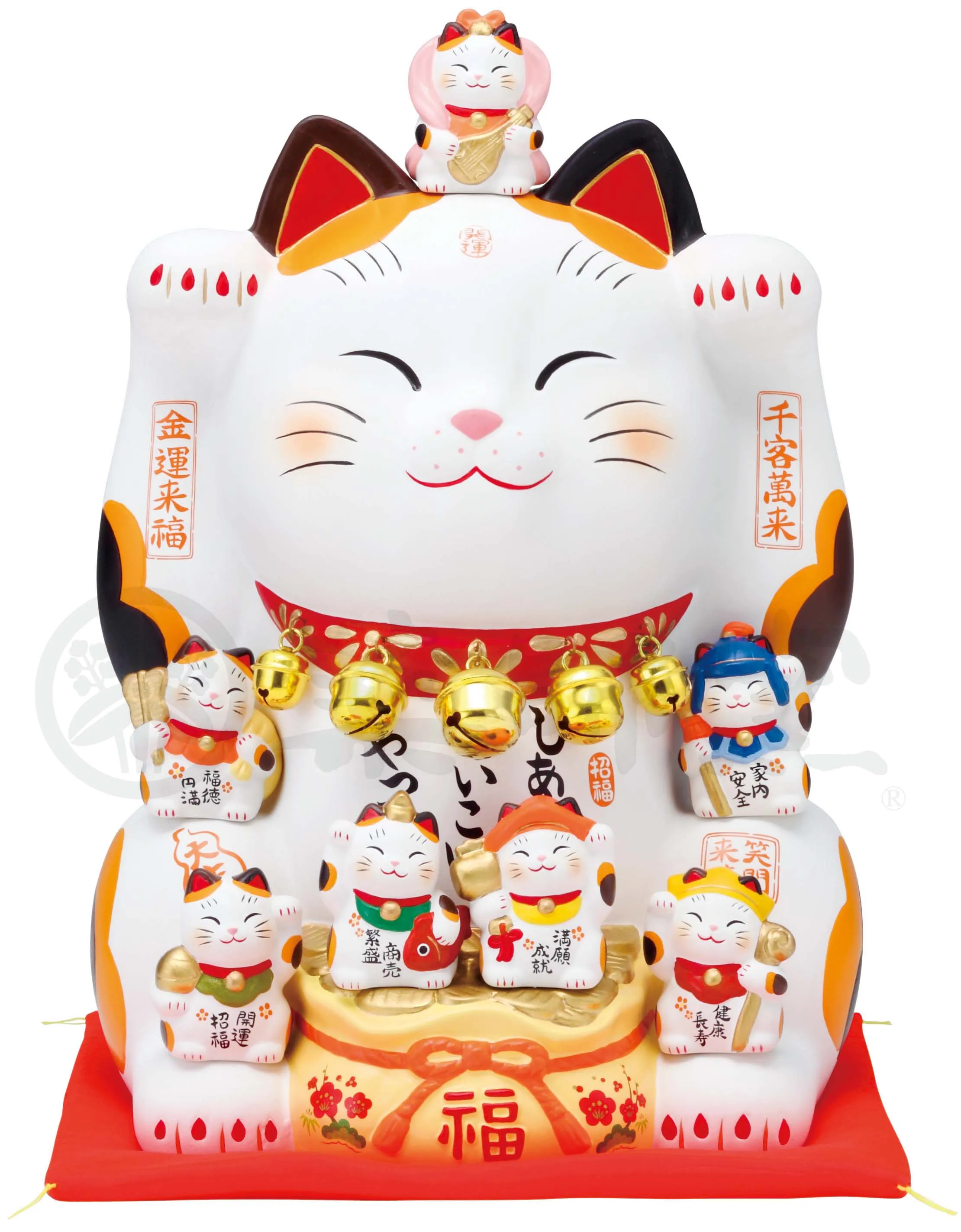 やきものの街、瀬戸市発祥のブランド!薬師窯!】錦彩七福神招き猫(8.5号