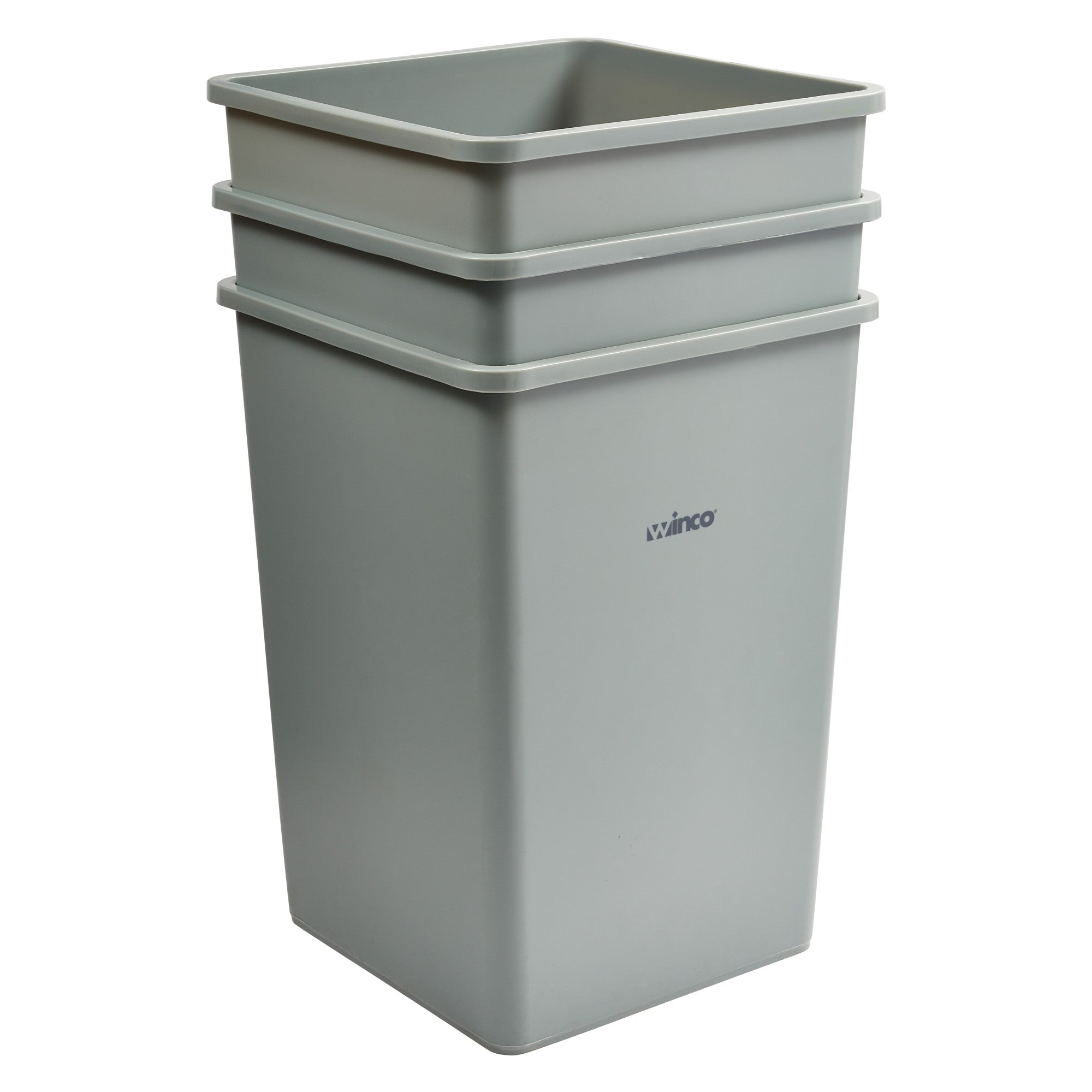 PTCS-35G - Tall Square Trash Can - 35 Gallon, Gray – Winco