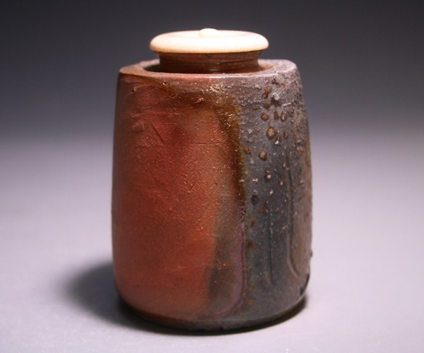 茶道具 茶入 備前 肩付 伊勢崎競 伊勢崎満 4男 新品未使用 茶道具 茶入