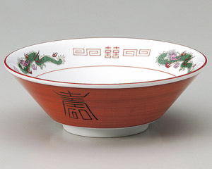 赤巻三ツ竜切立6.8丼(中華食器)|食器通販の陶磁庵