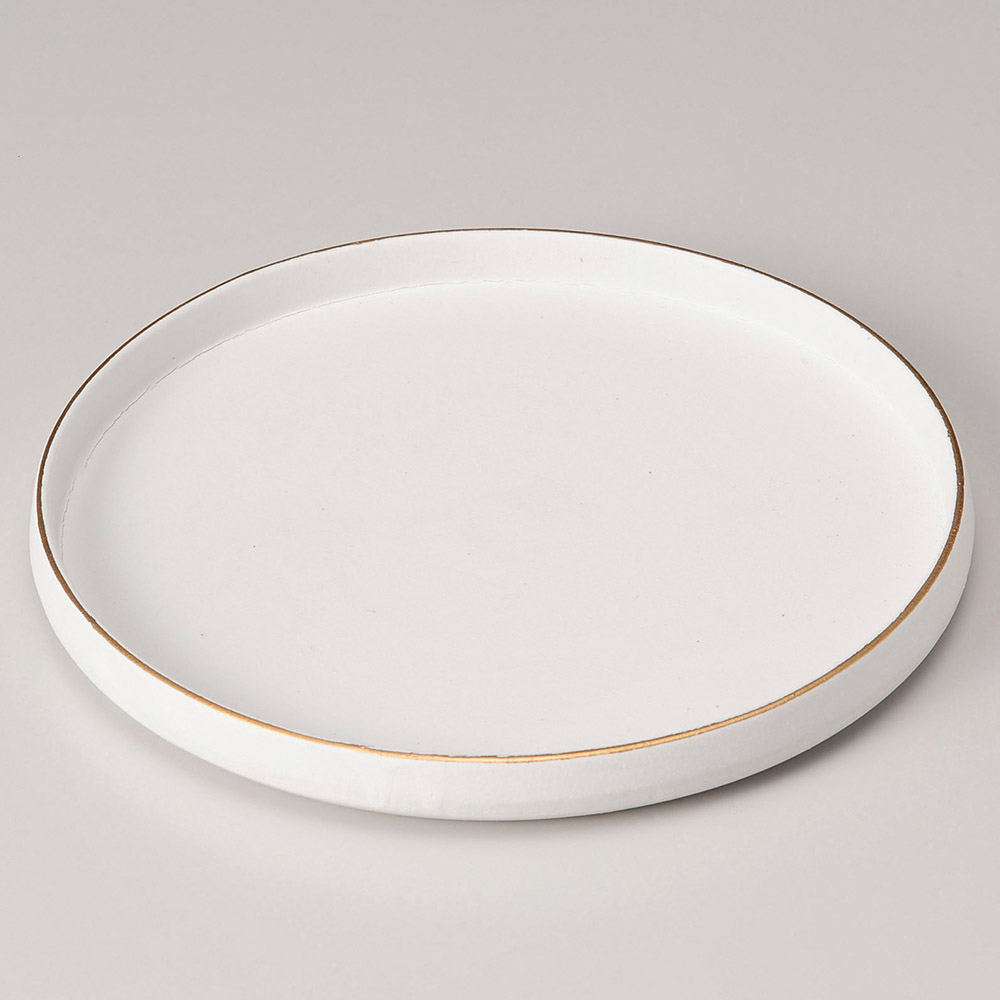 渕金白マット切立皿（大）(和風丸皿(中サイズ))|食器通販の陶磁庵