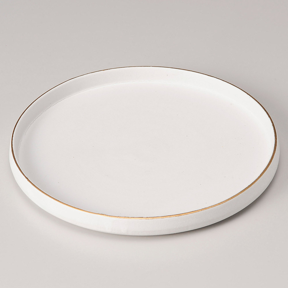 渕金白マット切立皿（大）(和風丸皿(中サイズ))|食器通販の陶磁庵