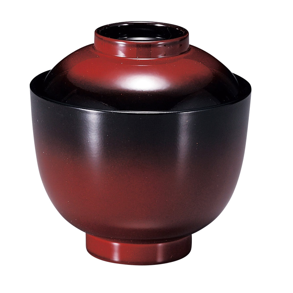 木質］菊型小吸物椀吟朱(蓋付の汁椀(漆器・樹脂・木製))|食器通販の陶磁庵