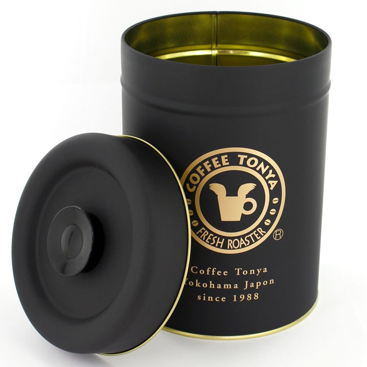 珈琲問屋 オリジナル缶キャニスター 1kg 黒マット 特大サイズ（マキノ