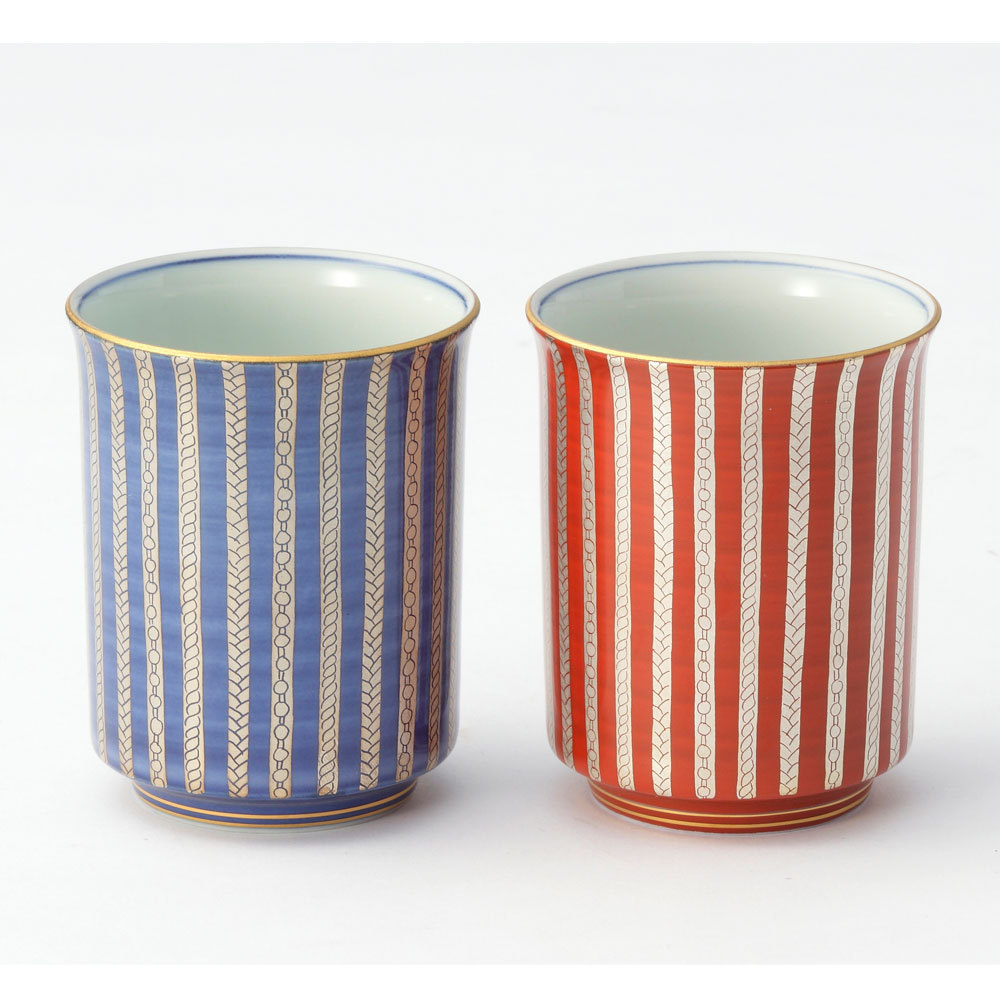 京焼・清水焼 炭渓窯 染赤銀彩鎖文 組湯呑 | 商品詳細 | 高島屋