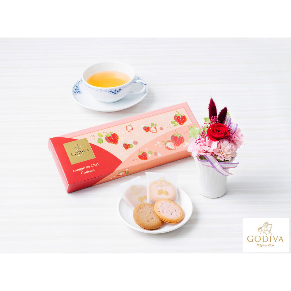 プリザーブドフラワー「ミニョンレッド」＆ゴディバ「あまおう苺