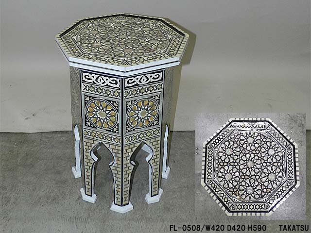 螺鈿仕上エジプト風木製花台 – 高津装飾美術株式会社