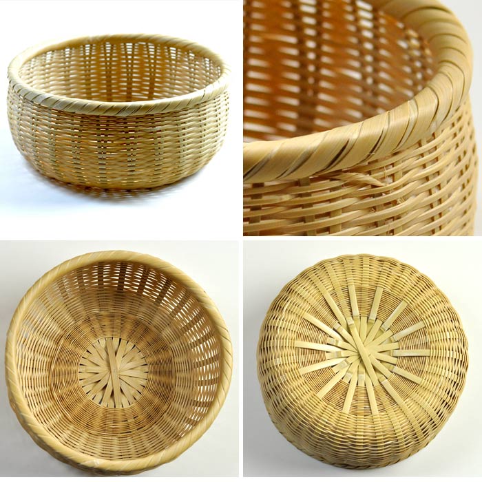 菊底編み竹かご 大中小 /盛り篭/整理かご/竹かご/入れ子/収納かご/竹
