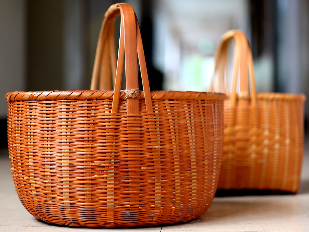 名人写しの真竹磨き手提げ籠 - 竹虎四代目がゆく！