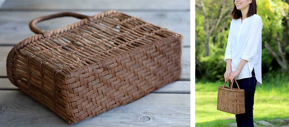 受注生産 お届けまで約1～2ヶ月】 【国産】山ぶどう棚編み手提げバッグ