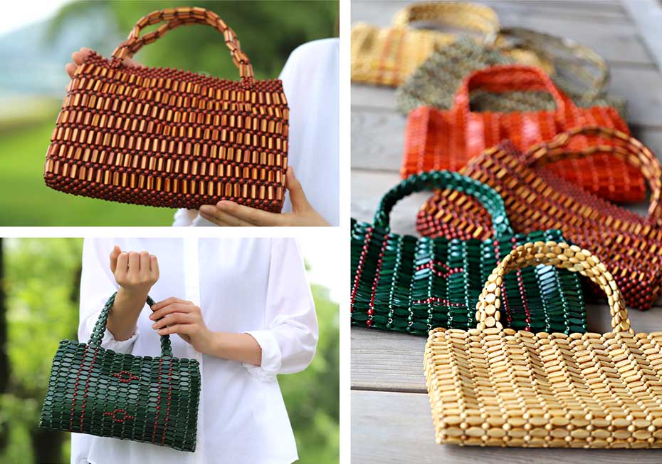 限定】竹レトロ手提げハンドバッグ倉庫から奇跡的に発見された45年前の