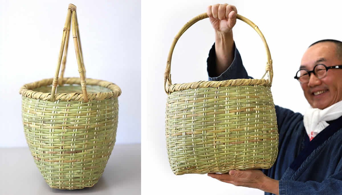根曲竹ゴザ目編み手付き籠 | 虎斑竹専門店 竹虎