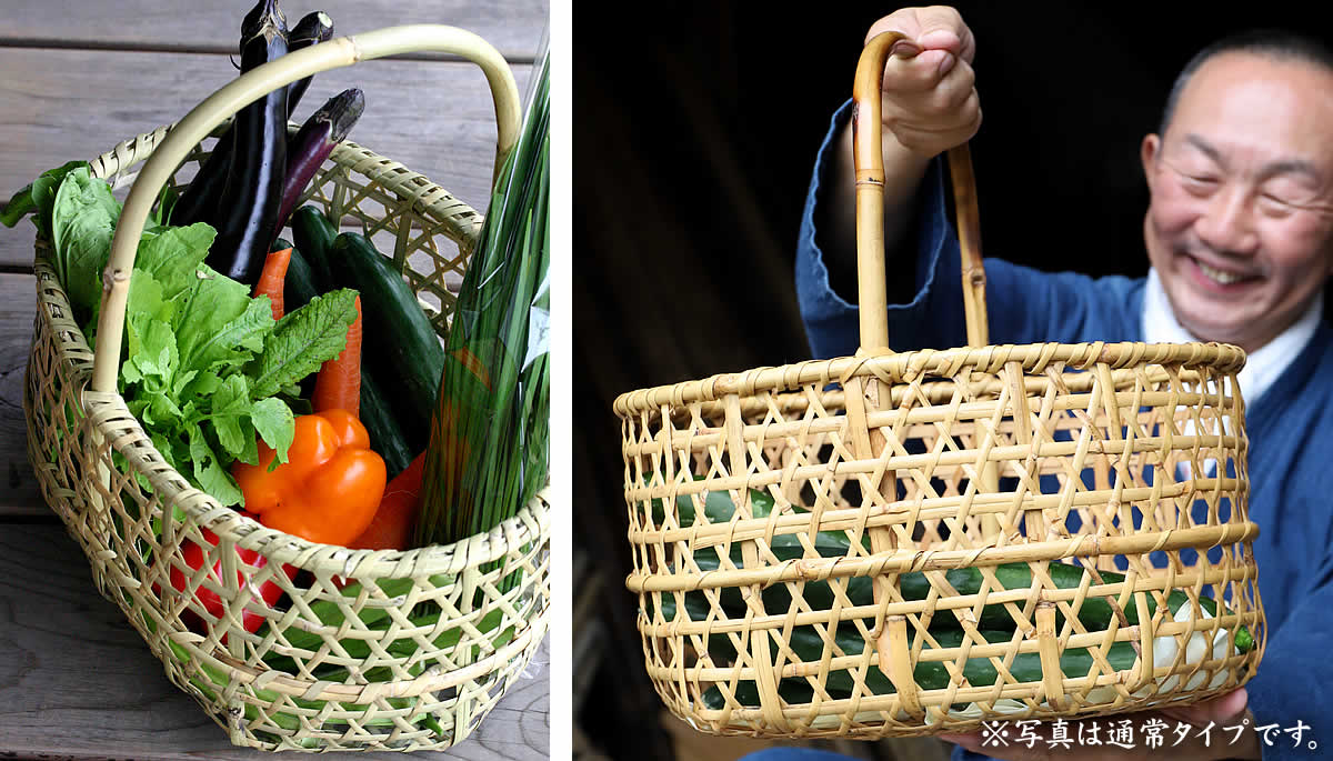 限定】根曲竹お買い物かご（りんご籠）浅 | 虎斑竹専門店 竹虎