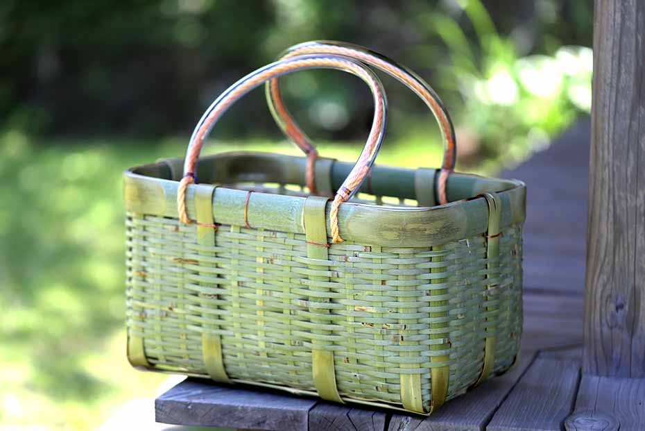 限定販売】真竹コンテナ手提げ籠バッグお買い物はもちろん、アウトドア