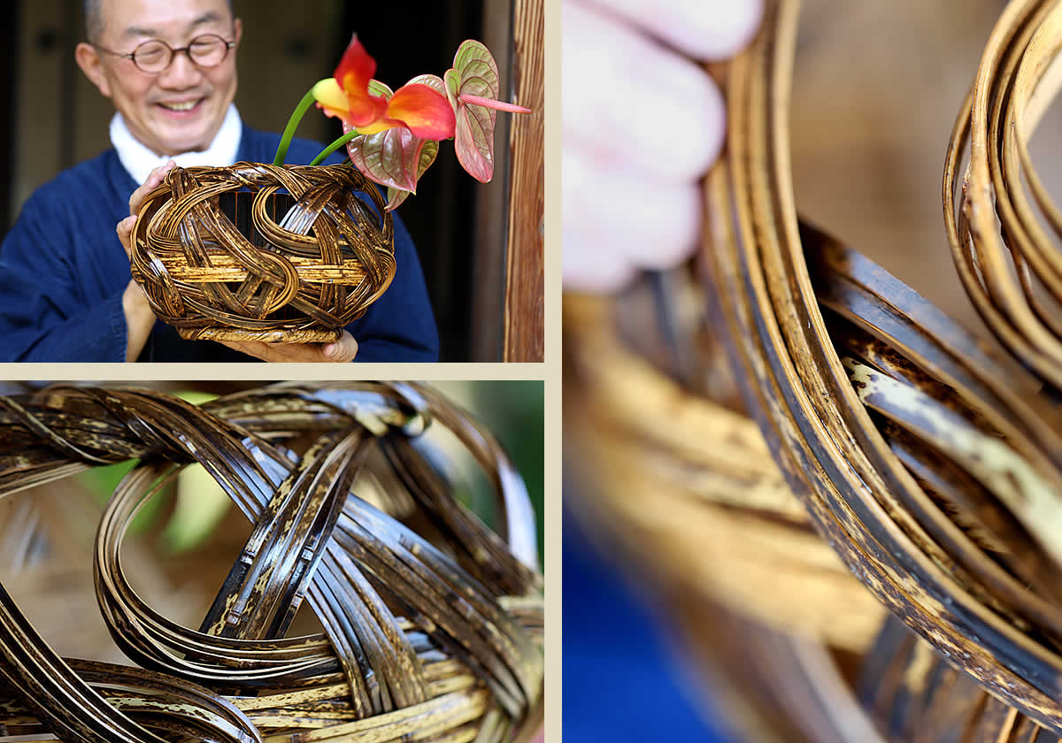 虎竹花籠 寄せ編大輪 | 虎斑竹専門店 竹虎