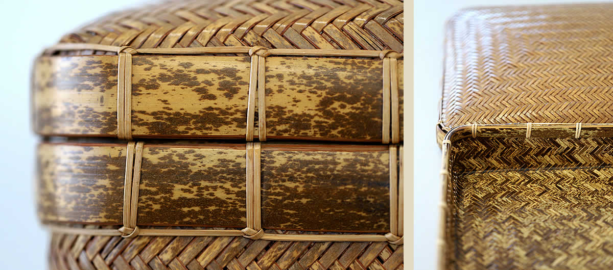 一点限り】 渡辺竹清作 虎竹提籃 （Japanese bamboo art by Chikusei