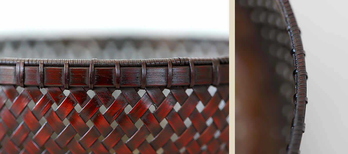 一点限り】 塩月寿籃作 染竹菓子器 （Japanese bamboo art by Juran